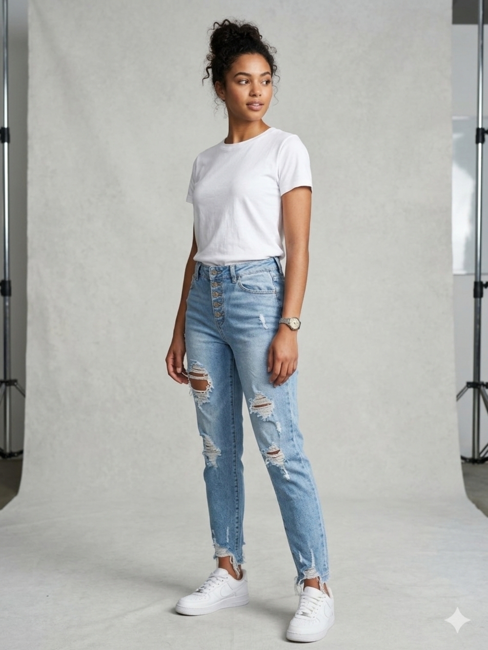 Wax Jean Women's High Rise Distressed Skinny Jeans Size 7 Button Fly Blue 36"